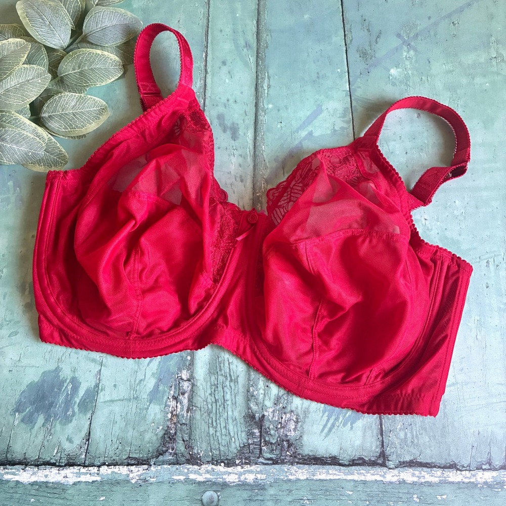 Modern Cacique Bra 42DDD Red Lace Mesh Full Coverage Underwired Lingerie